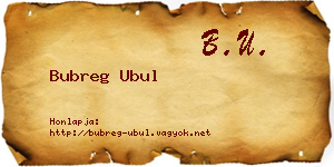 Bubreg Ubul névjegykártya